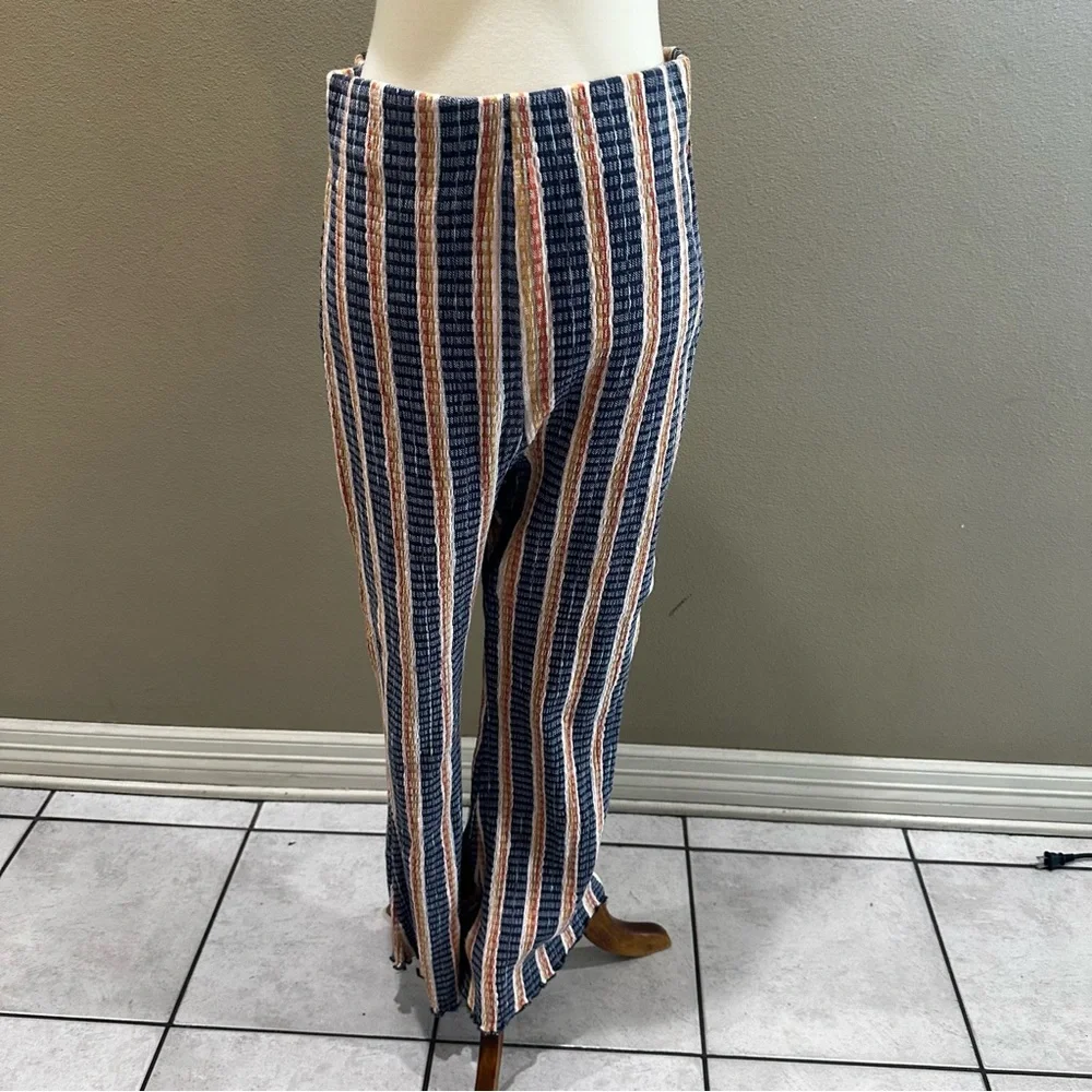 Striped Free People Flare Pants Womens Pull On beach pants L large - Picture 2 of 8